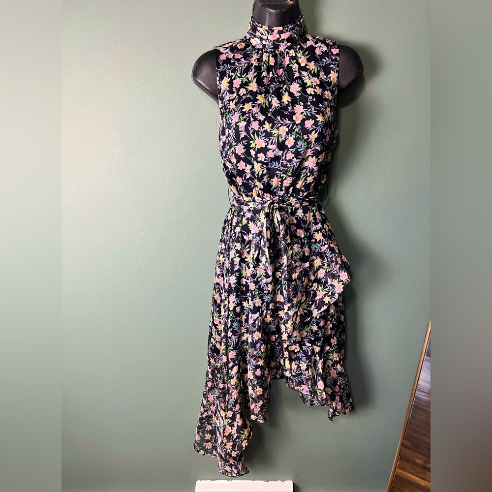High neck floral dress